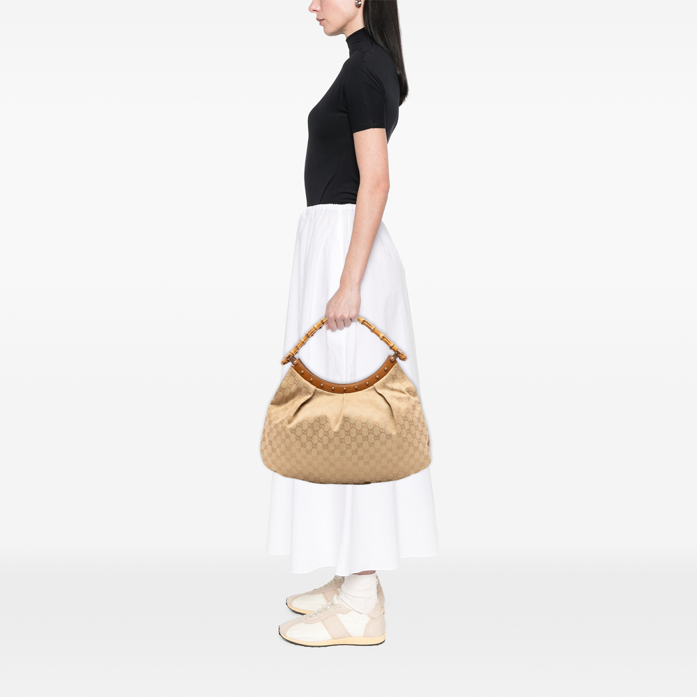 Pre-Loved Gucci GG Canvas Bamboo Studded Hobo - Picture 7 of 7